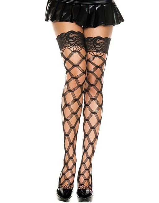 Bas noirs filet losange - MH4543BLK Bas noirs filet losange - MH4543BLK