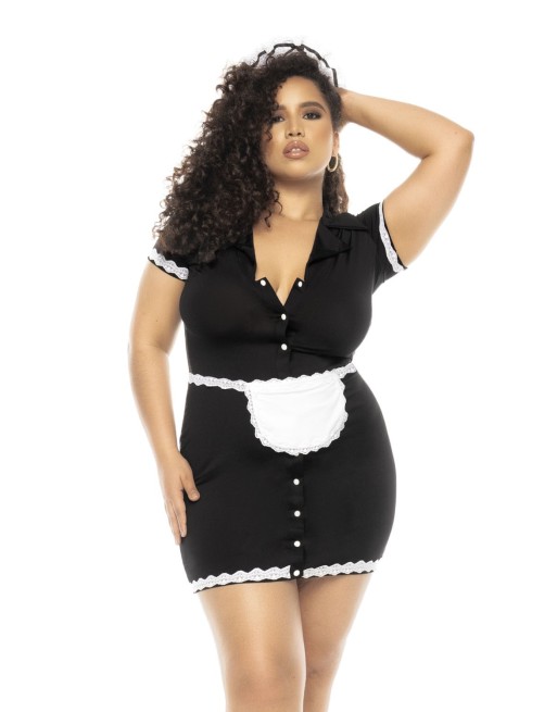 Costume soubrette 3 pièces grande taille , robe, tablier et coiffe - MAL60021XASHW Costume soubrette 3 pièces grande taille , robe, tablier et coiffe - MAL60021XASHW