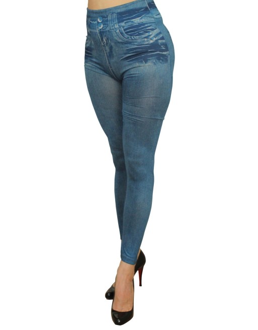 Legging bleu effet jean usé - FD1014 Legging bleu effet jean usé - FD1014