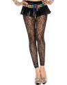 Legging fin noir résille et dentelle motif floral - MH35029BLK