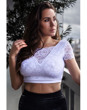 Top sexy court blanc bi matière réversible - LTK2-WHT