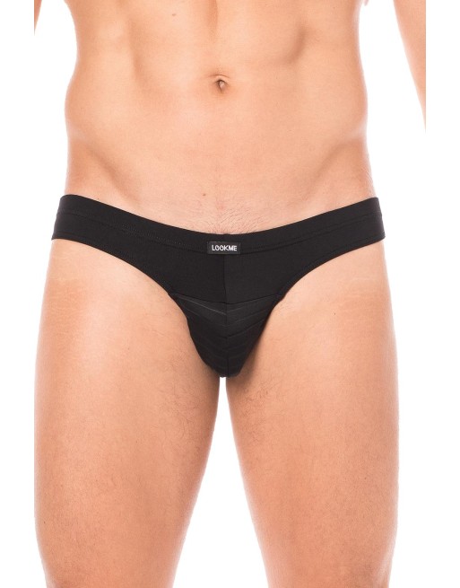 Slip noir rayé opaque et transparent - LM2906-61BLK Slip noir rayé opaque et transparent - LM2906-61BLK