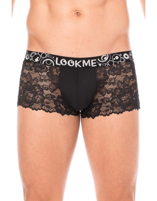 Boxer noir en dentelle délicate - LM2006-67BLK Boxer noir en dentelle délicate - LM2006-67BLK