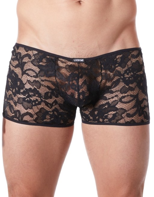 Boxer noir en fine dentelle avec légère transparence - LM706-67BLK Boxer noir en fine dentelle avec légère transparence - LM706-67BLK