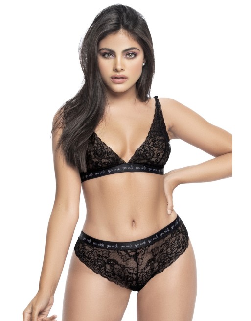 Ensemble deux pièces en dentelles florales noires - MAL8695BLK Ensemble deux pièces en dentelles florales noires - MAL8695BLK