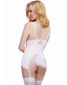 Guêpière blanche maille et dentelle extensible - DG11290WHT