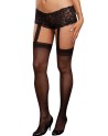 Bas collant grande taille noirs jarretelles shorty intégré - DG0093X