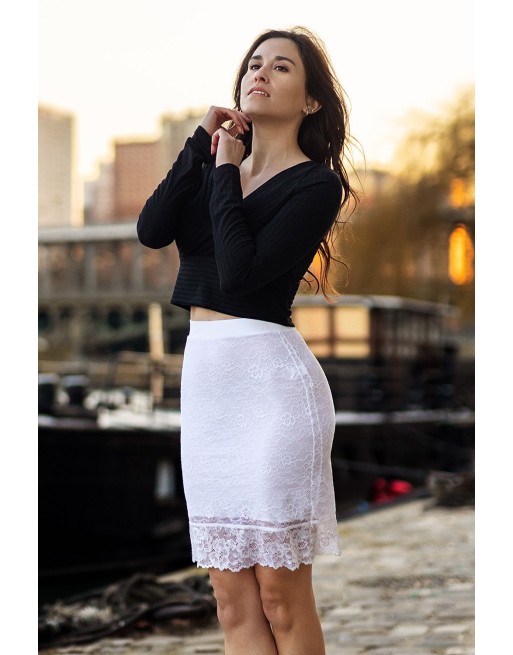 Jupe longue blanche Catalina - LSK2-LWHT Jupe longue blanche Catalina - LSK2-LWHT