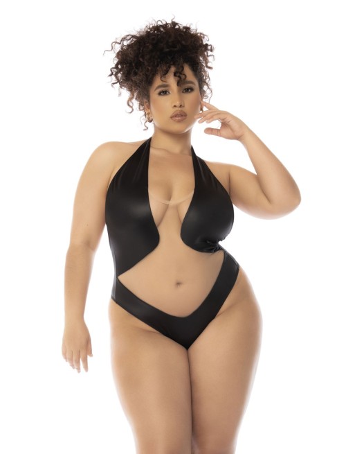 Body dos nu Romy grande taille couleur noir et chair, résille transparente - MAL2745XNUBK Body dos nu Romy grande taille couleur noir et chair, résille transparente - MAL2745XNUBK