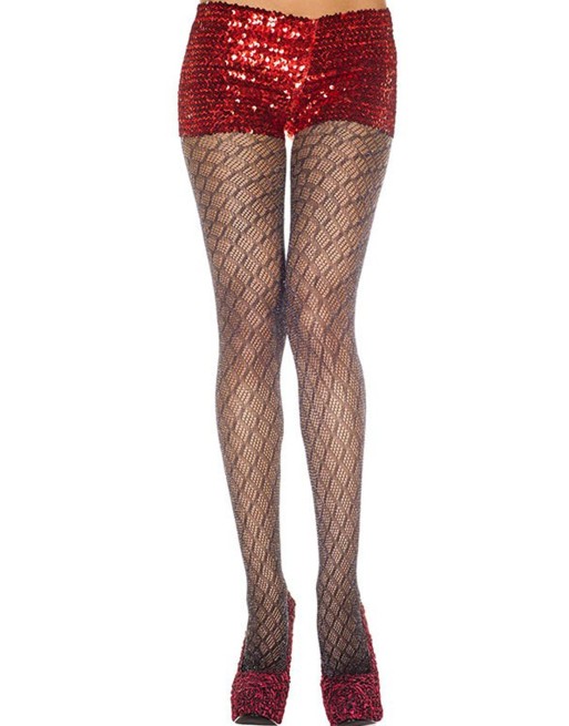 Collant noir nylon motifs géométriques - MH50419BLK Collant noir nylon motifs géométriques - MH50419BLK