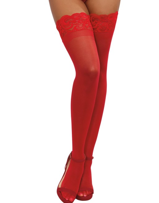 Bas rouges nylon autofixants jarretières dentelle - DG0005RED Bas rouges nylon autofixants jarretières dentelle - DG0005RED