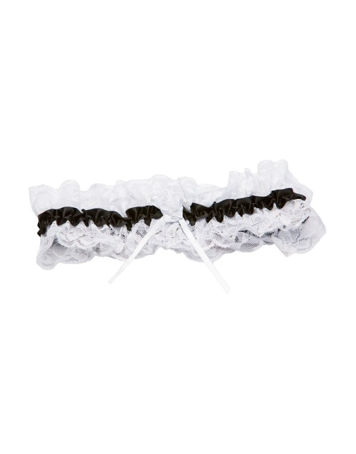 Jarretière dentelle blanche ruban noir - SOH19BLK Jarretière dentelle blanche ruban noir - SOH19BLK