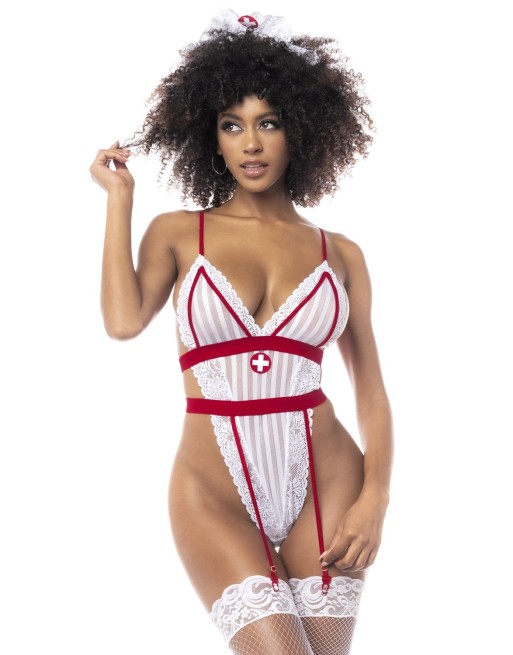 Costume infirmière avec body et serre-tête - MAL6486COS Costume infirmière avec body et serre-tête - MAL6486COS