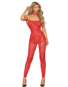 Bodystocking sans couture, fantaisie rouge avec chainettes amovibles - DG0518POI