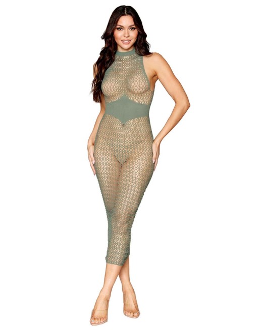 Robe bodystocking en filet dans un design géométrique sans couture - DG0489SAG Robe bodystocking en filet dans un design géométrique sans couture - DG0489SAG