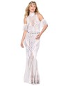 Robe bodystocking en résille et dentelle blanche - DG0490WHT